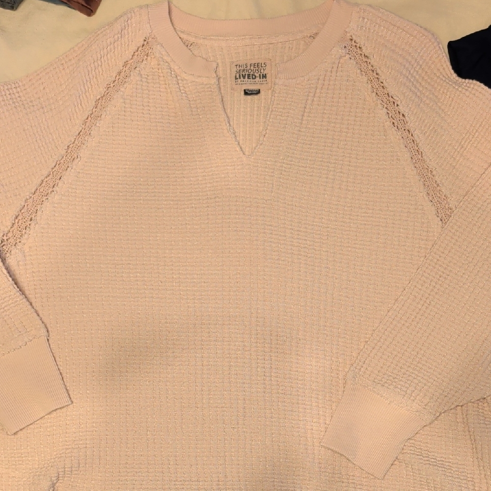 American Eagle Outfitters Pale Pink Textured Sweater
